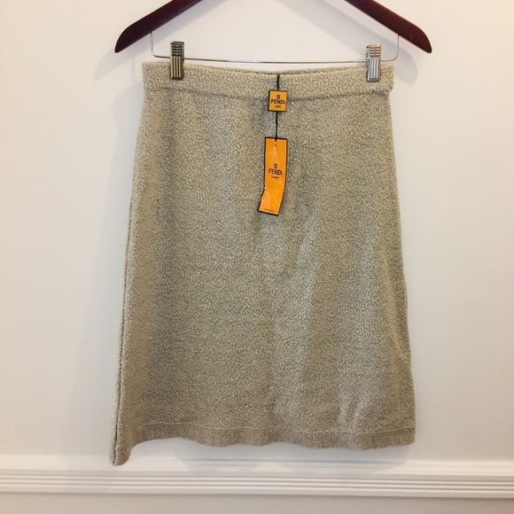 NWT Vintage Fendi Maglia Wool Blend Skirt Gray 10 - Picture 1 of 8